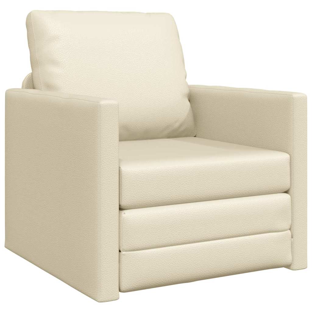 Sofa Lit de Sol avec coussin Crème 74 x 77 x 81 cm Faux cuir