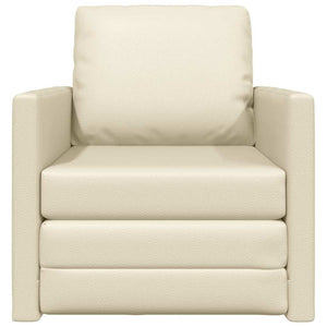 Sofa Lit de Sol avec coussin Crème 74 x 77 x 81 cm Faux cuir