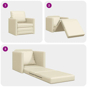 Sofa Lit de Sol avec coussin Crème 74 x 77 x 81 cm Faux cuir