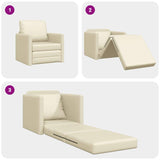 Sofa Lit de Sol avec coussin Crème 74 x 77 x 81 cm Faux cuir