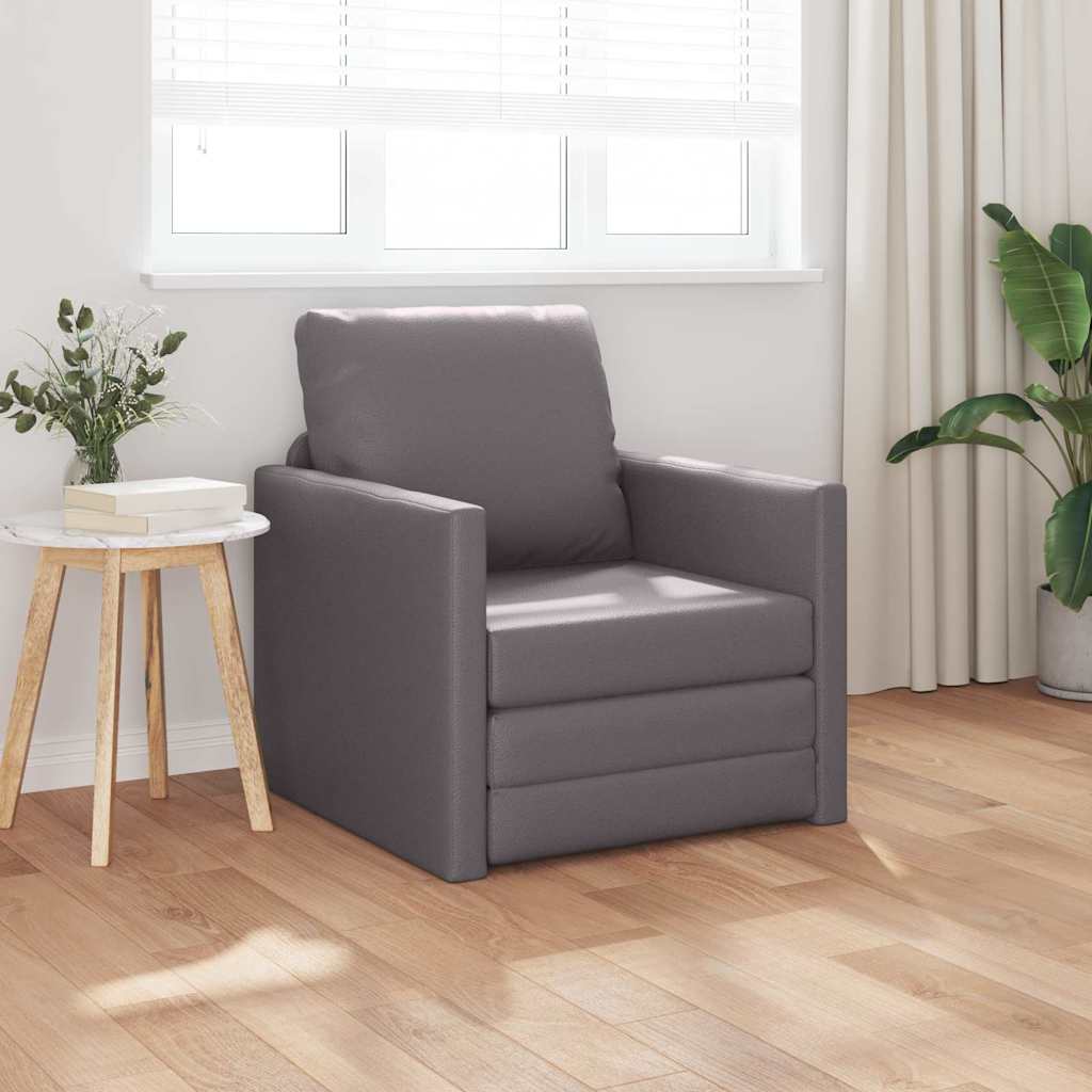 Sofa Lit de Sol avec coussin Gris 74 x 77 x 81 cm Faux cuir