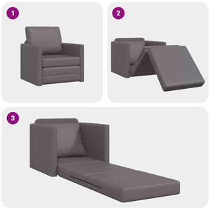 Sofa Lit de Sol avec coussin Gris 74 x 77 x 81 cm Faux cuir