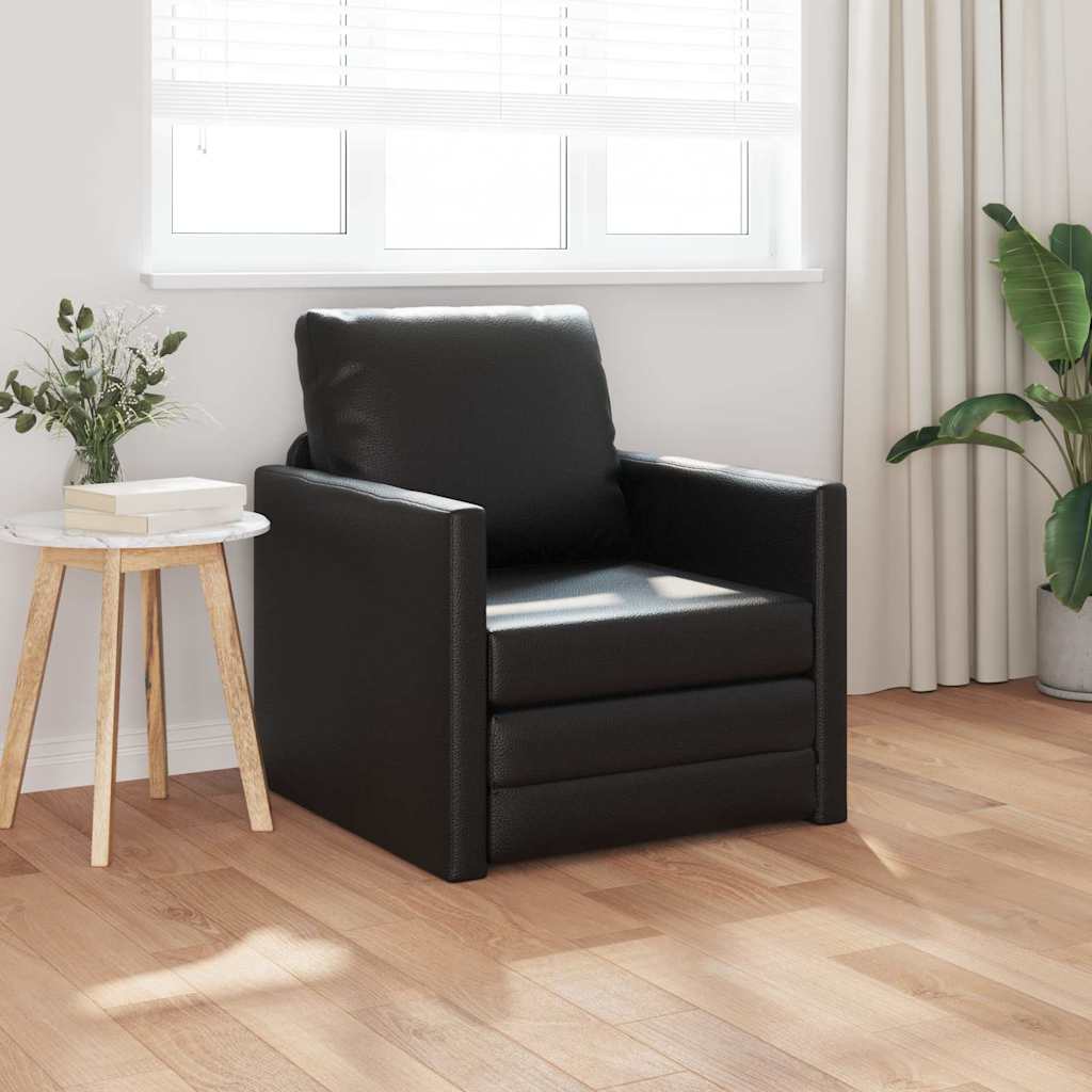 Sofa Lit de Sol avec coussin Noir 74 x 77 x 81 cm Faux cuir