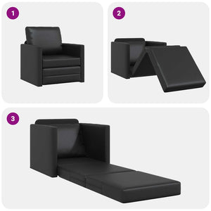 Sofa Lit de Sol avec coussin Noir 74 x 77 x 81 cm Faux cuir