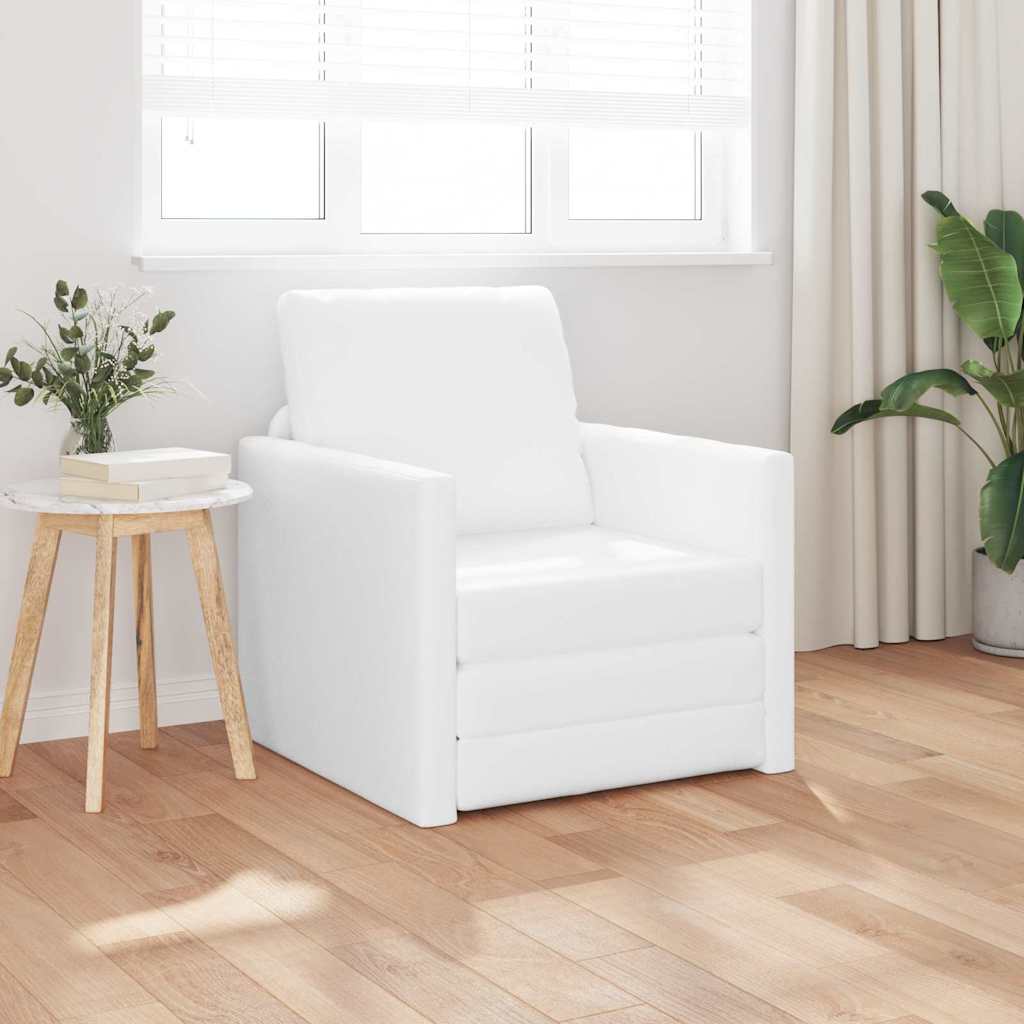 Sofa Lit de Sol avec coussin Blanc 74 x 77 x 81 cm Faux cuir