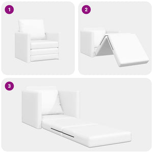 Sofa Lit de Sol avec coussin Blanc 74 x 77 x 81 cm Faux cuir