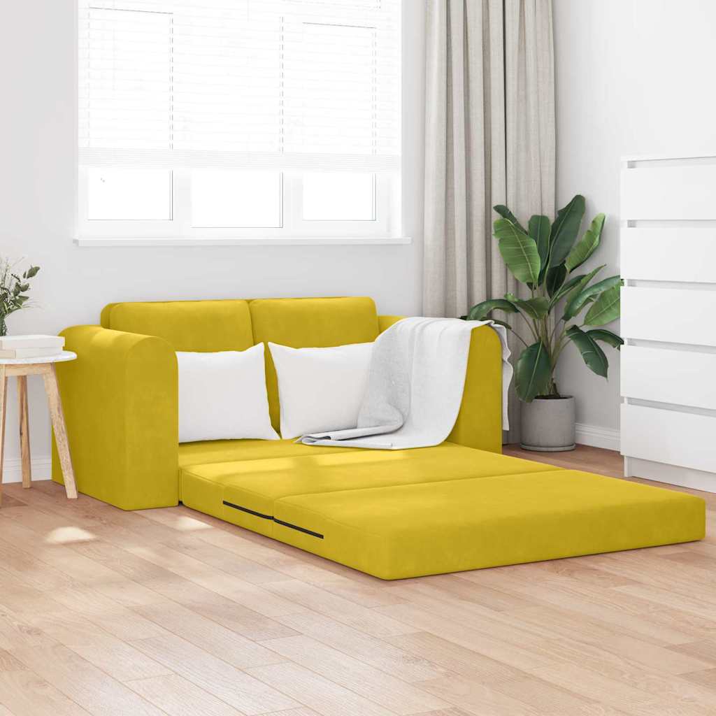 Canapé-Lit Jaune 148 x 71 x 83 cm Velours