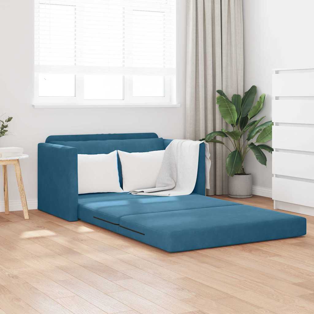 Canapé-Lit Bleu 124 x 204 x 61 cm Velours