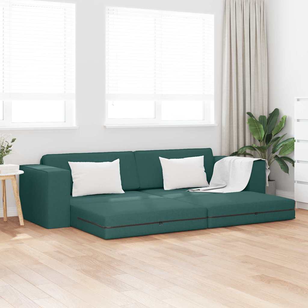 Canapé-lit au sol Vert foncé 245 x 78 x 77 cm tissu