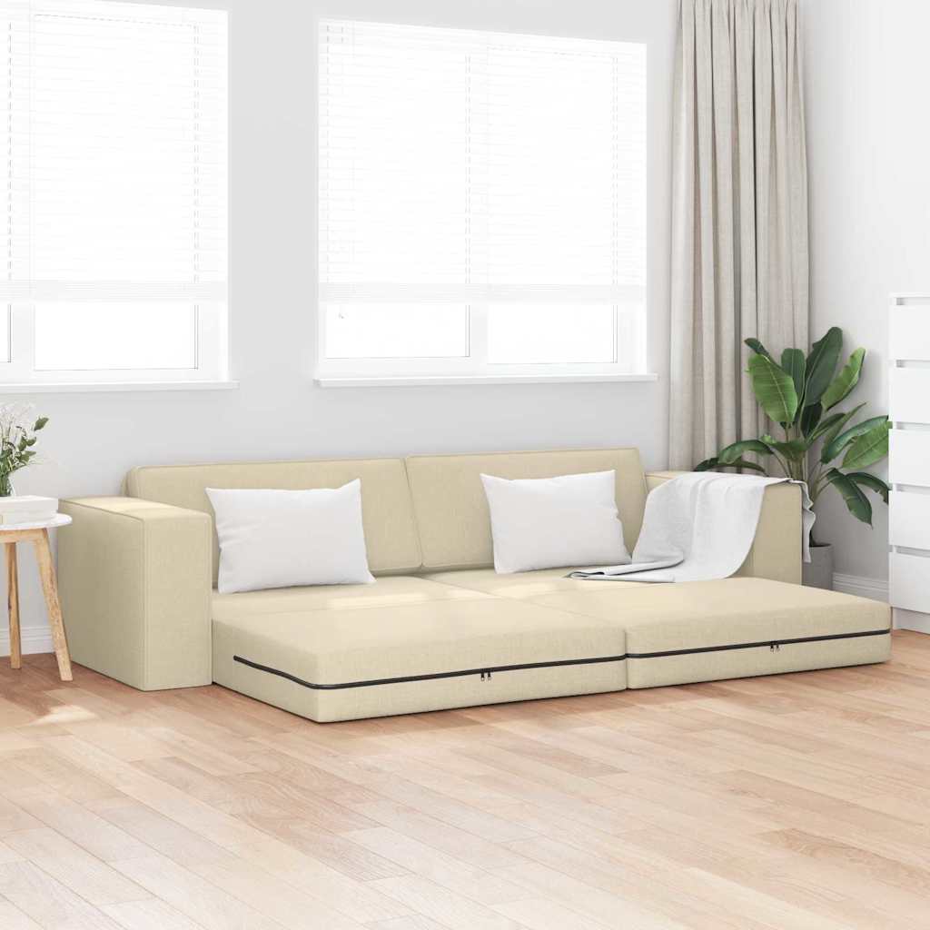 Canapé-lit au sol Crème 245 x 78 x 77 cm tissu