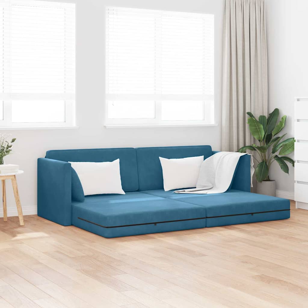 Canapé-lit au sol Bleu 213 x 76 x 77 cm Velours