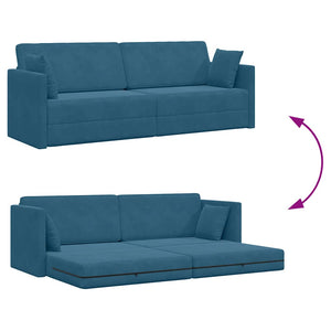 Canapé-lit au sol Bleu 213 x 76 x 77 cm Velours