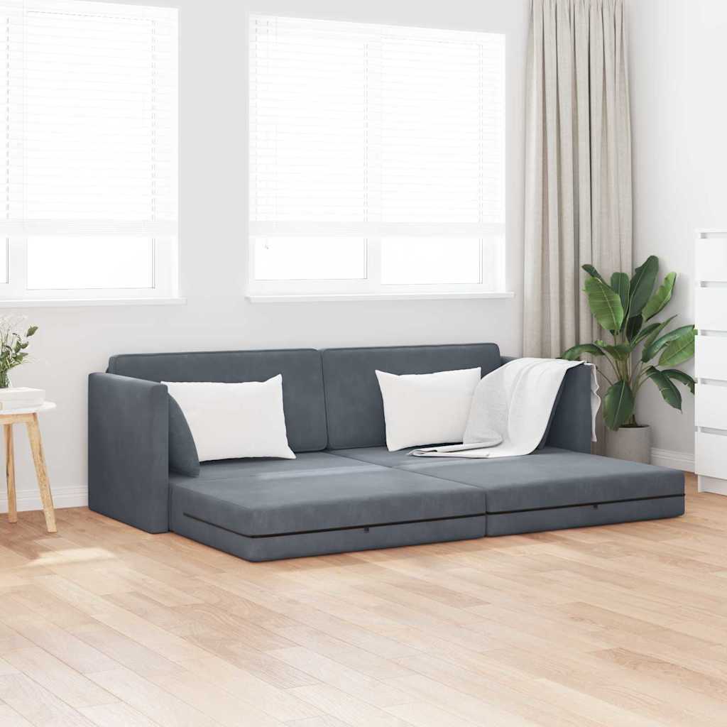 Canapé-lit au sol Gris foncé 213 x 76 x 77 cm Velours