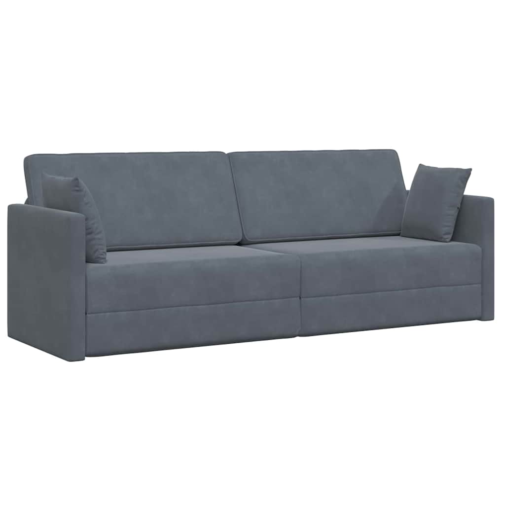 Canapé-lit au sol Gris foncé 213 x 76 x 77 cm Velours