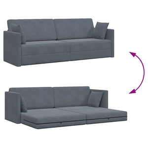 Canapé-lit au sol Gris foncé 213 x 76 x 77 cm Velours