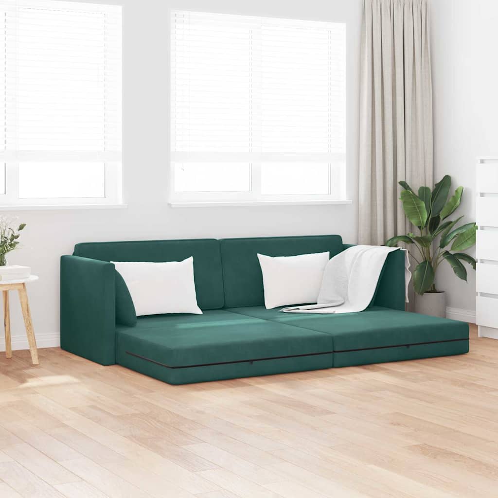 Canapé-lit au sol Vert foncé 213 x 76 x 77 cm Velours