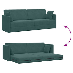 Canapé-lit au sol Vert foncé 213 x 76 x 77 cm Velours