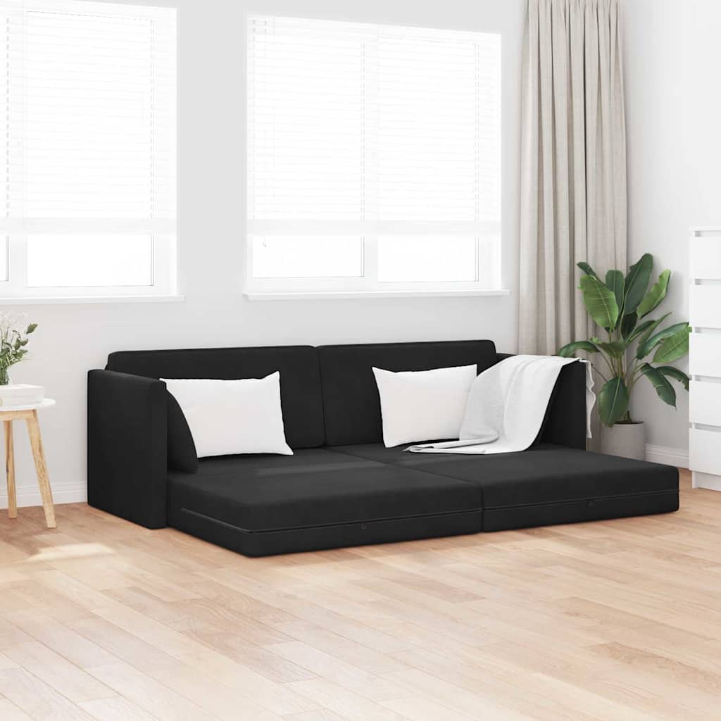 Canapé-lit au sol Noir 213 x 76 x 77 cm Velours