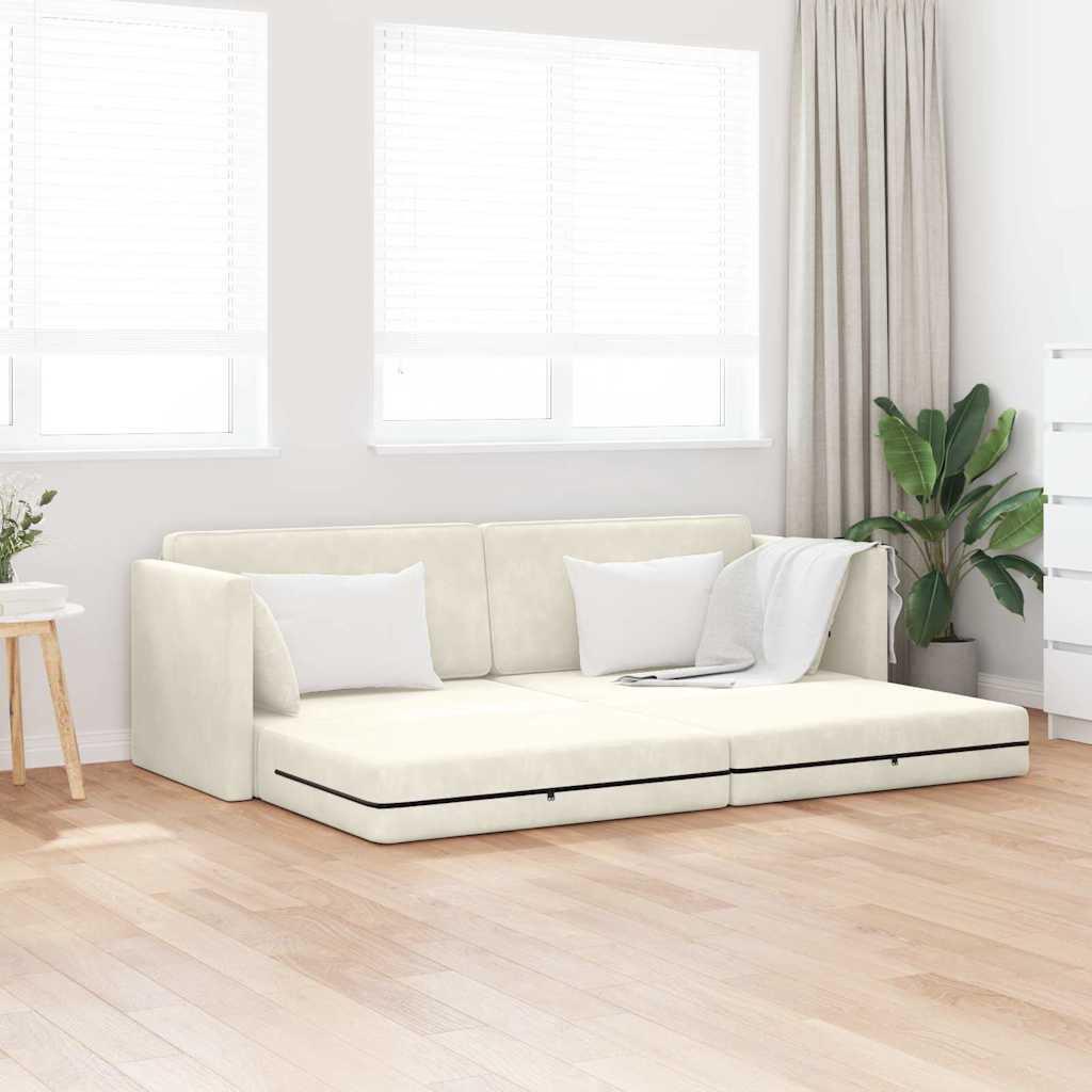 Canapé-lit au sol Crème 213 x 76 x 77 cm Velours