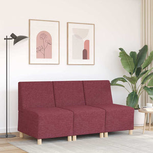 Canapé modulaire sans accoudoirs en tissu rouge vin 55 cm
