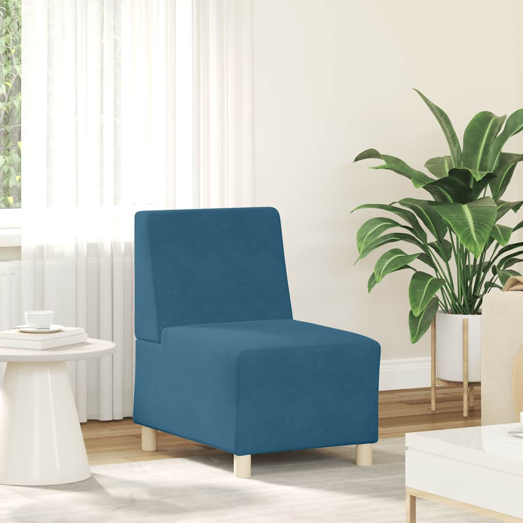 Canapé modulaire sans accoudoirs Bleu 55 cm Velours