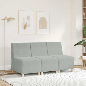 Canapé modulaire sans accoudoirs Gris clair 55 cm Velours