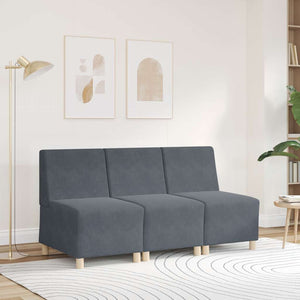 Canapé modulaire sans accoudoirs Gris foncé 55 cm Velours
