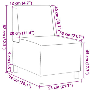 Canapé modulaire sans accoudoirs Gris foncé 55 cm Velours