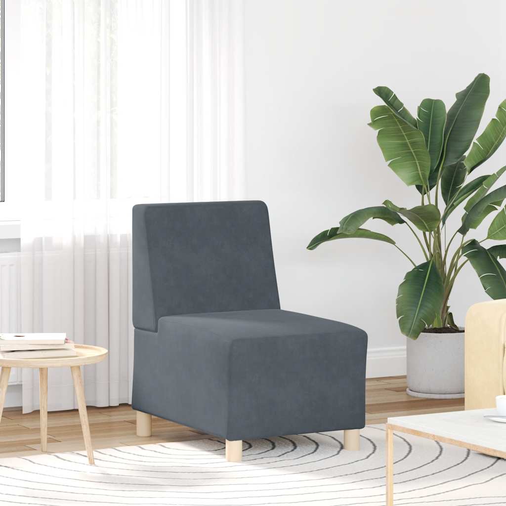 Canapé modulaire sans accoudoirs Gris foncé 55 cm Velours
