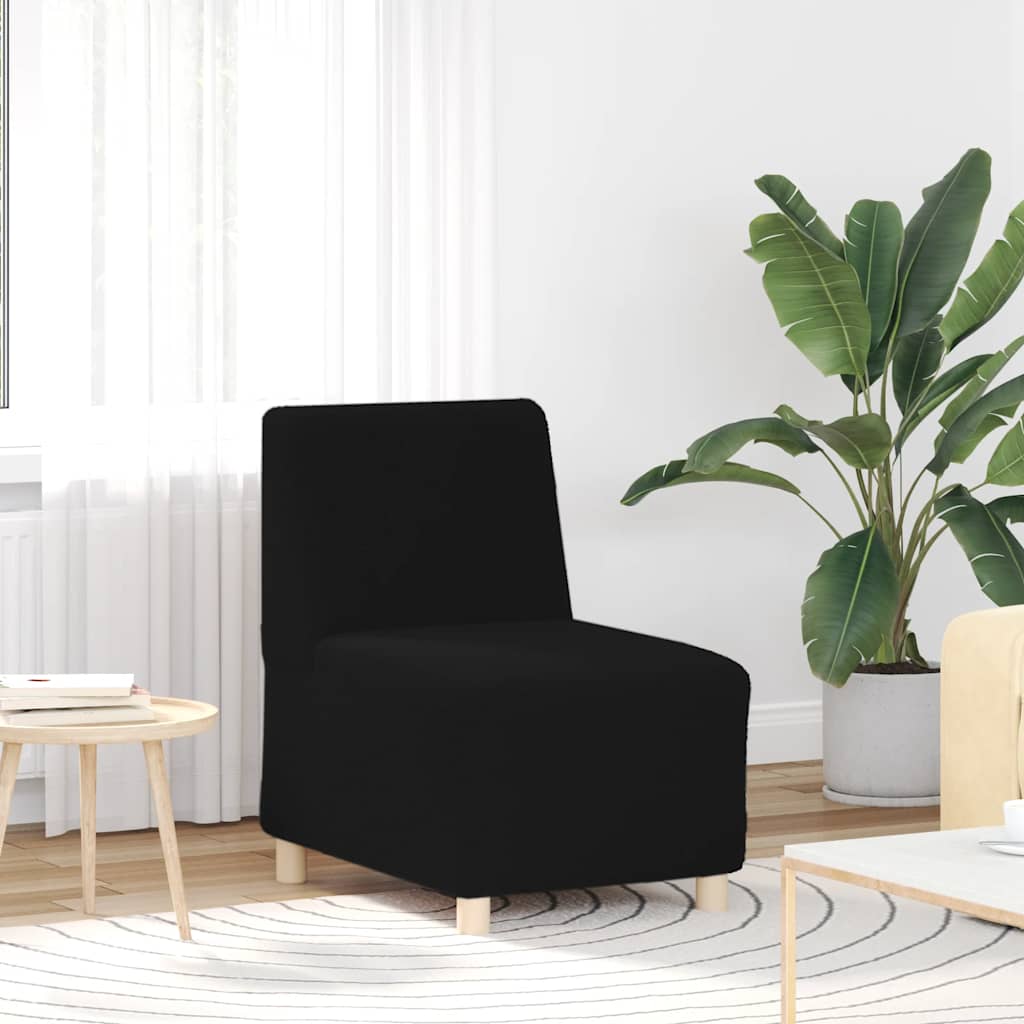 Canapé modulaire sans accoudoirs Noir 55 cm Tissu bouclé aspect laine