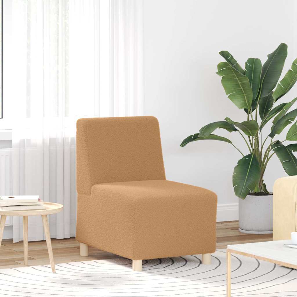 Canapé modulaire sans accoudoirs beige 55 cm Tissu imitation laine bouclée