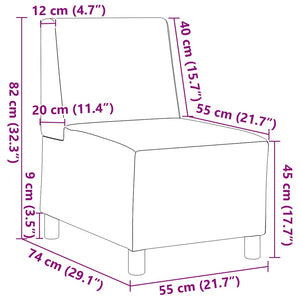 Unité de Sofa Modulaire Sans Accoudoirs Marron 55 x 74 x 82 cm