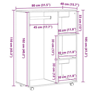 Armoire en chêne noir 80x40x110 cm Bois d'ingénierie