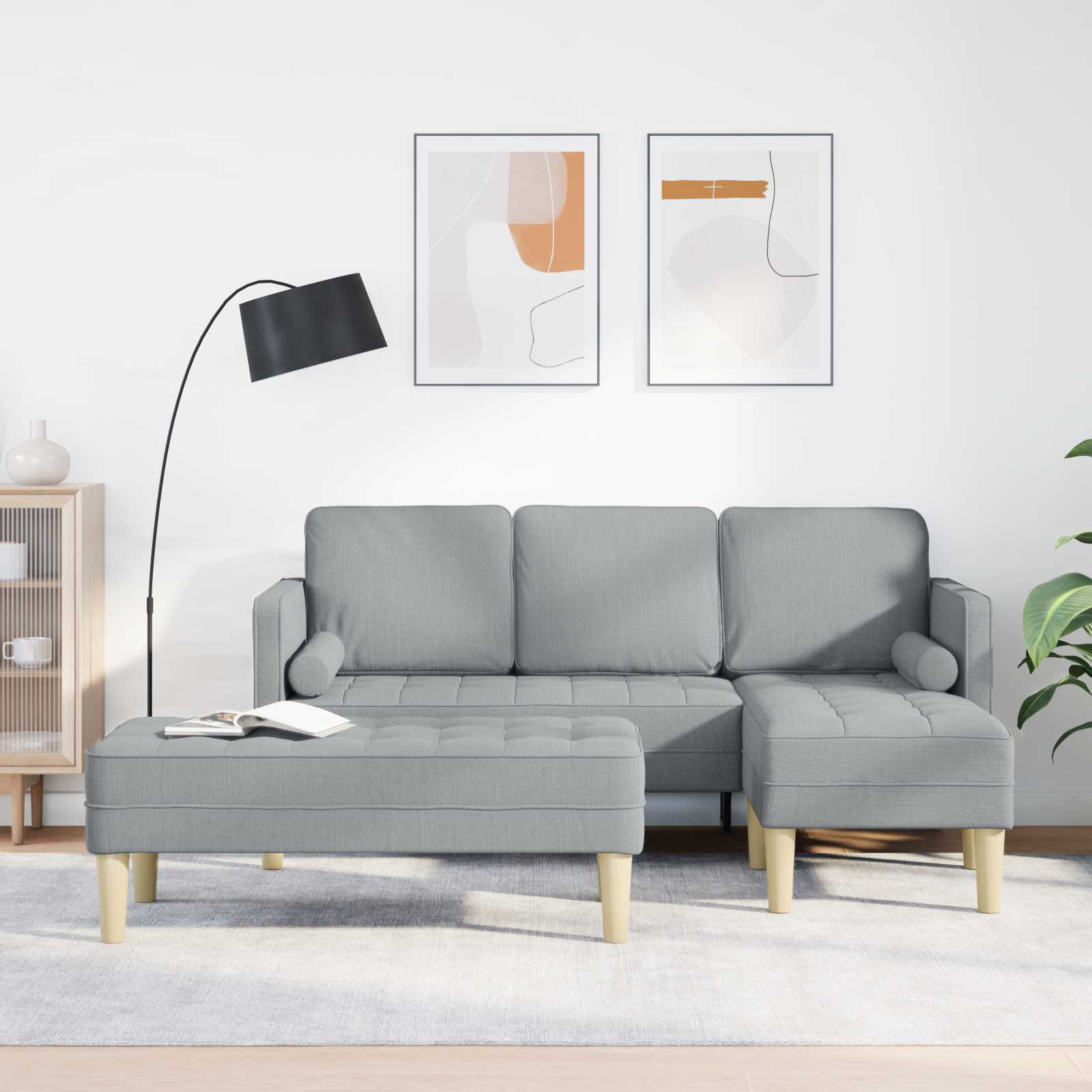 Ensemble de Canapés 2 pcs Gris clair 173 x 131 x 67 cm tissu