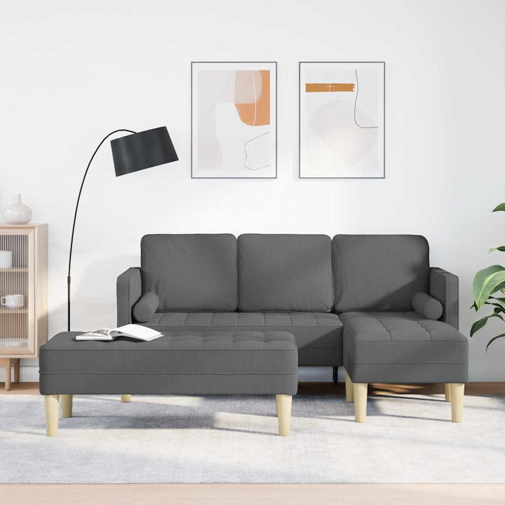 Ensemble de Canapés 2 pcs Gris foncé 173 x 131 x 67 cm tissu