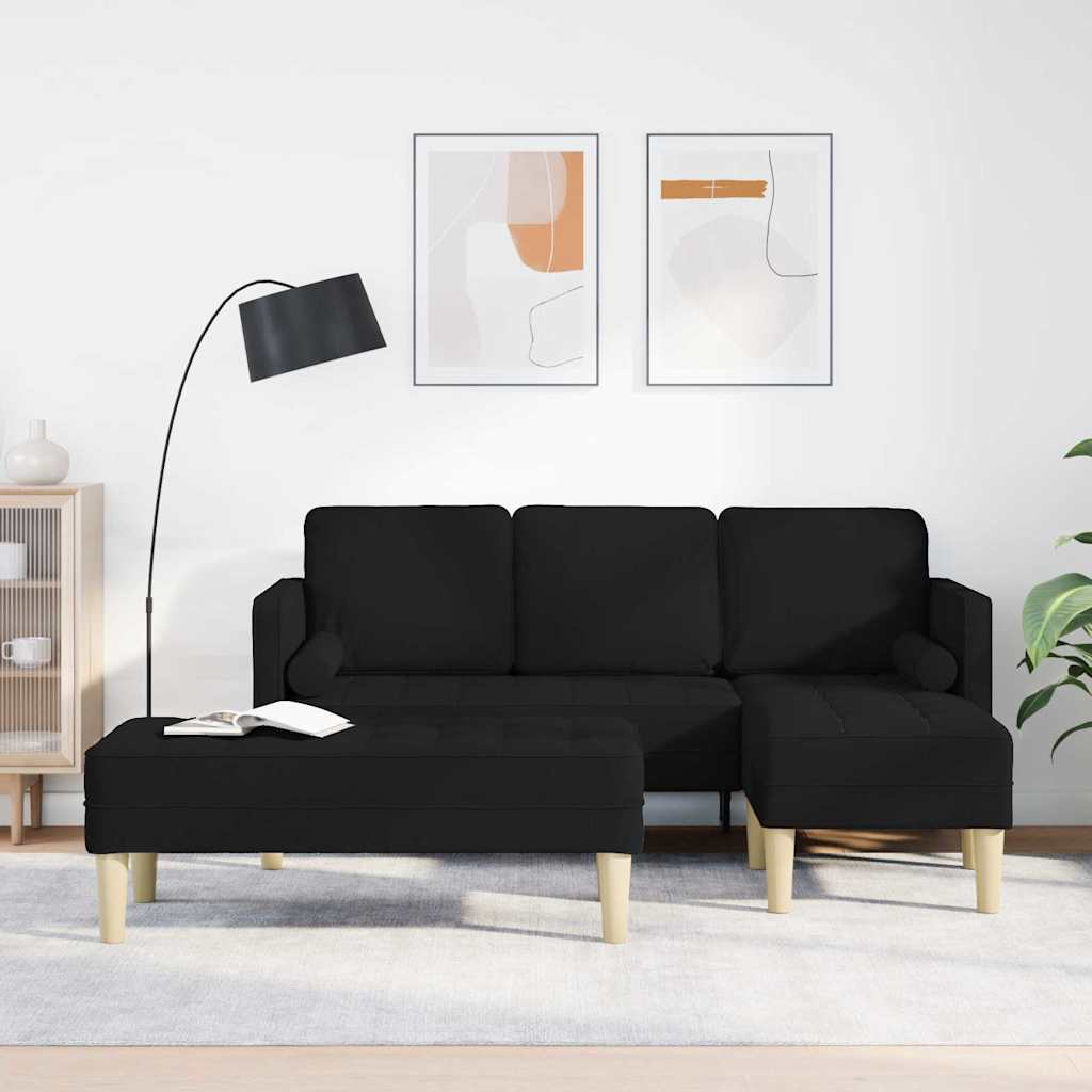 Ensemble de Canapés 2 pcs Noir 173 x 131 x 67 cm tissu