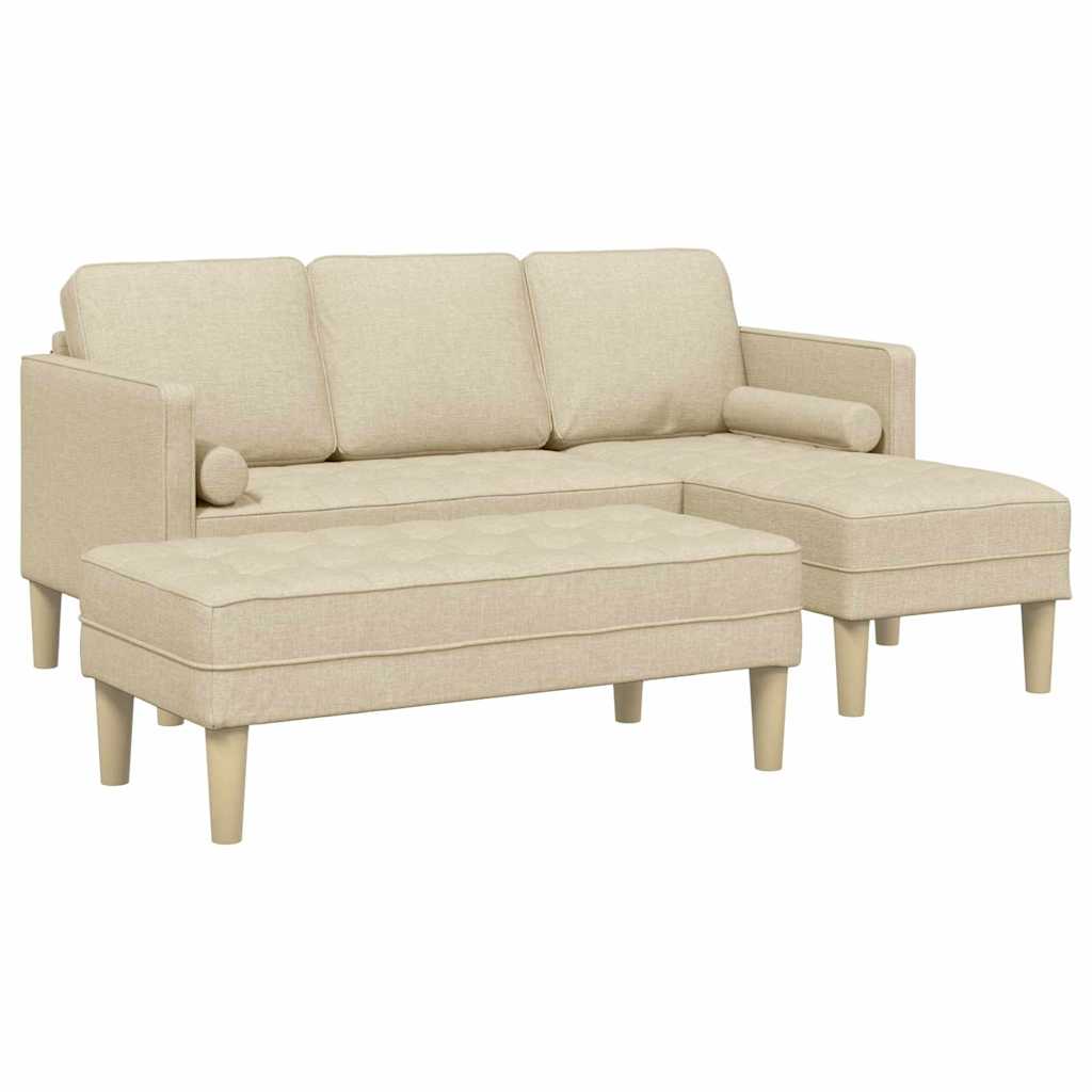 Ensemble de Canapés 2 pcs Crème 173 x 131 x 67 cm tissu