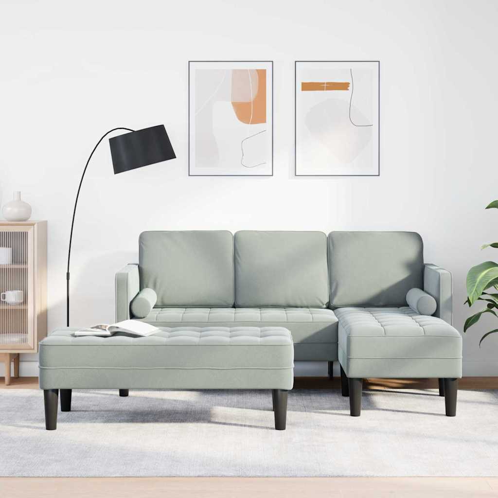 Ensemble de Canapés 2 pcs Gris clair 173 x 131 x 67 cm Velours
