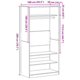 Armoire Chêne noir 100 x 50 x 200 cm Bois d'ingénierie