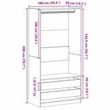 Armoire Chêne noir 100 x 50 x 200 cm Bois d'ingénierie
