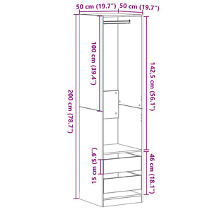 Armoire Chêne noir 50 x 50 x 200 cm Bois d'ingénierie