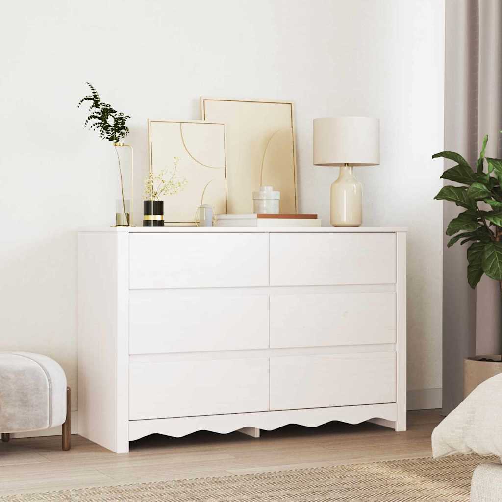 Commode Drammen Blanc 111 x 43 x 73,5 cm Bois de pin massif