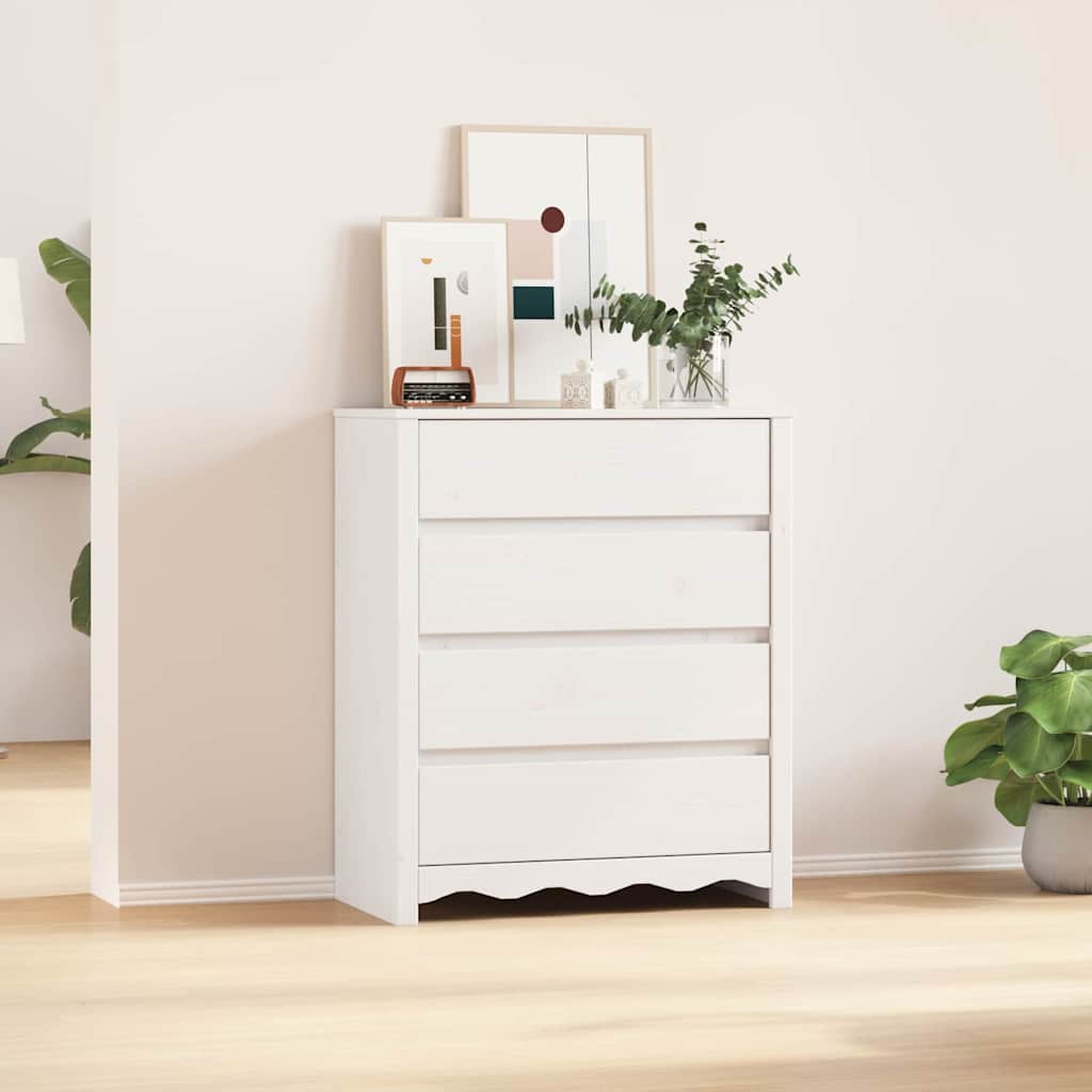 Commode Drammen Blanc 76,5 x 40 x 91 cm Bois de pin massif