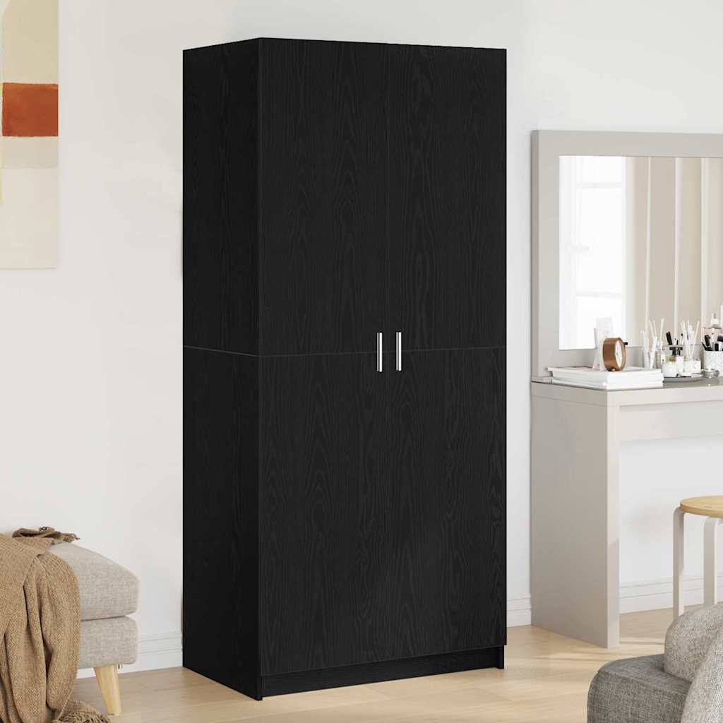 Armoire avec stockage Noir 80 x 51 x 180 cm Bois d'ingénierie