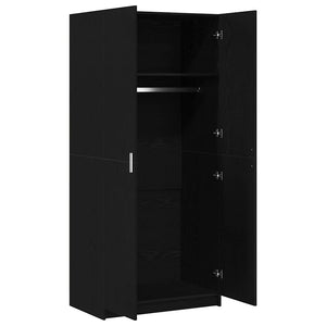 Armoire avec stockage Noir 80 x 51 x 180 cm Bois d'ingénierie