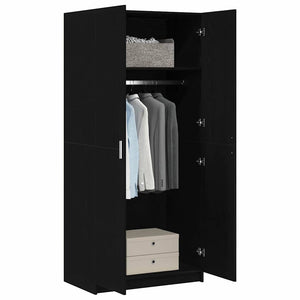Armoire avec stockage Noir 80 x 51 x 180 cm Bois d'ingénierie