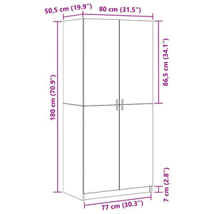 Armoire avec stockage Noir 80 x 51 x 180 cm Bois d'ingénierie