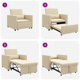 Canapé Lit Simple avec des roues Crème 90 x 165 x 87 cm tissu