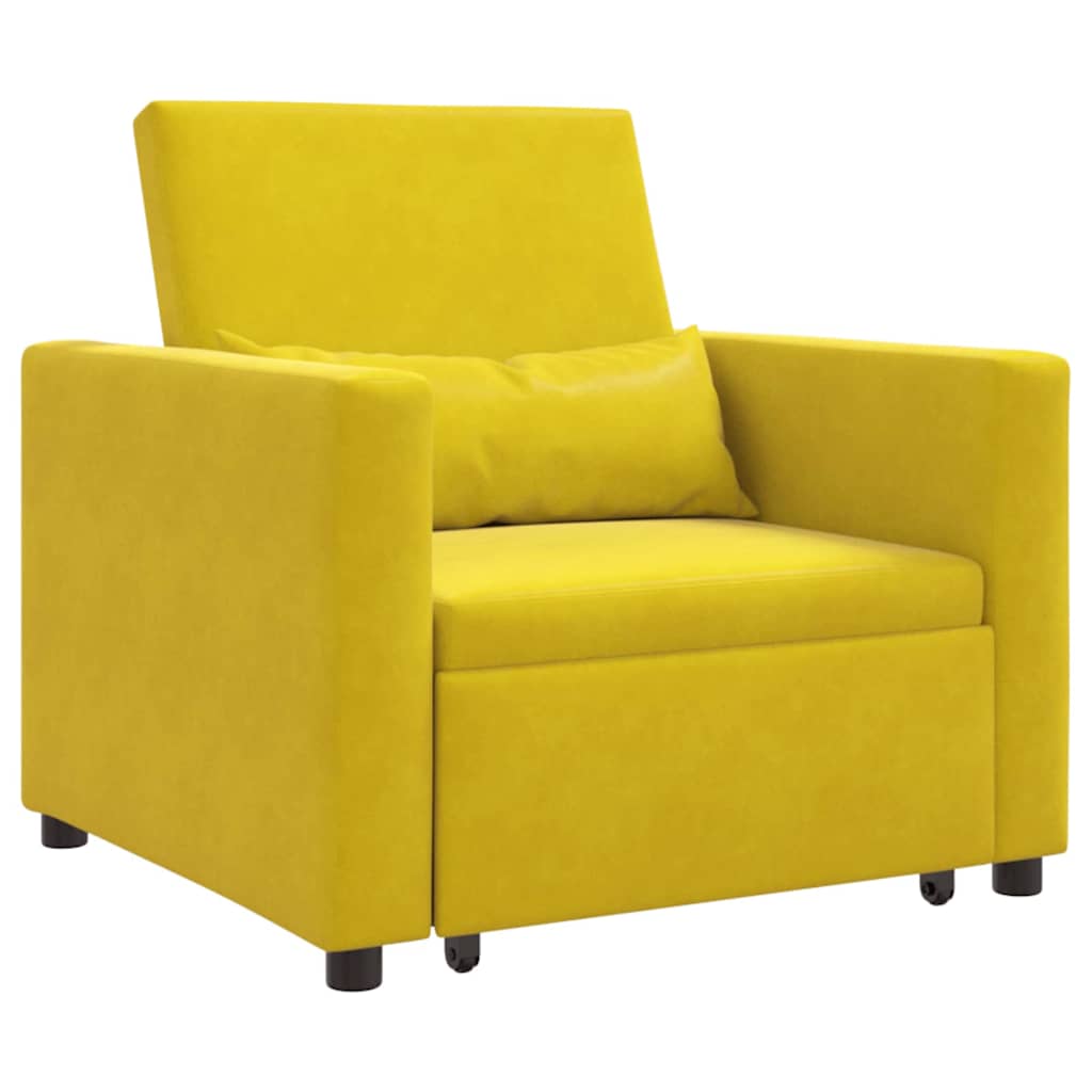 Canapé Lit Simple avec des roues Jaune 90 x 165 x 87 cm Velours