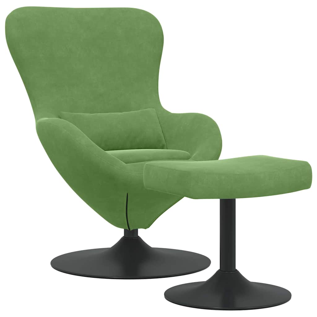 Chaise Œuf avec Pouf Vert clair 63 x 73 x 90 cm Velours